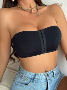 Strapless Seamless Bra – Front Closure (Black)