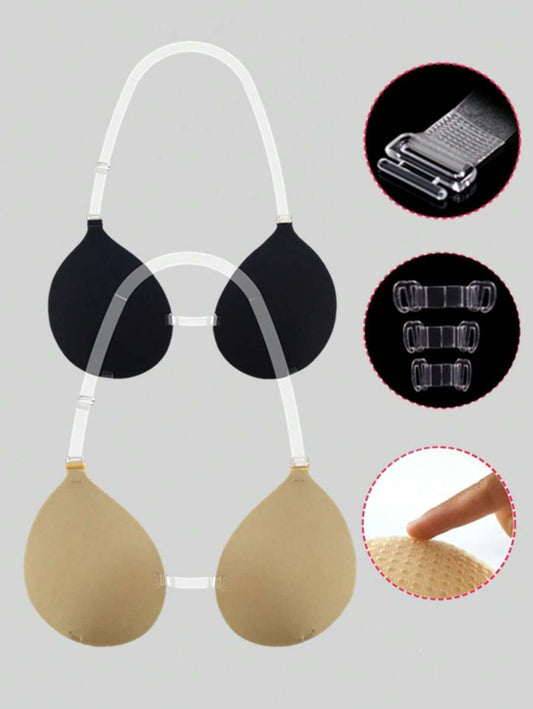 Women Adhesive Strapless Backless Push-Up Silicone Bra Pads