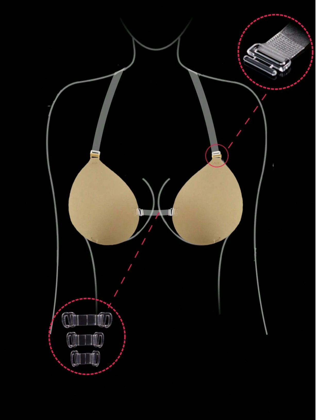 Women Adhesive Strapless Backless Push-Up Silicone Bra Pads