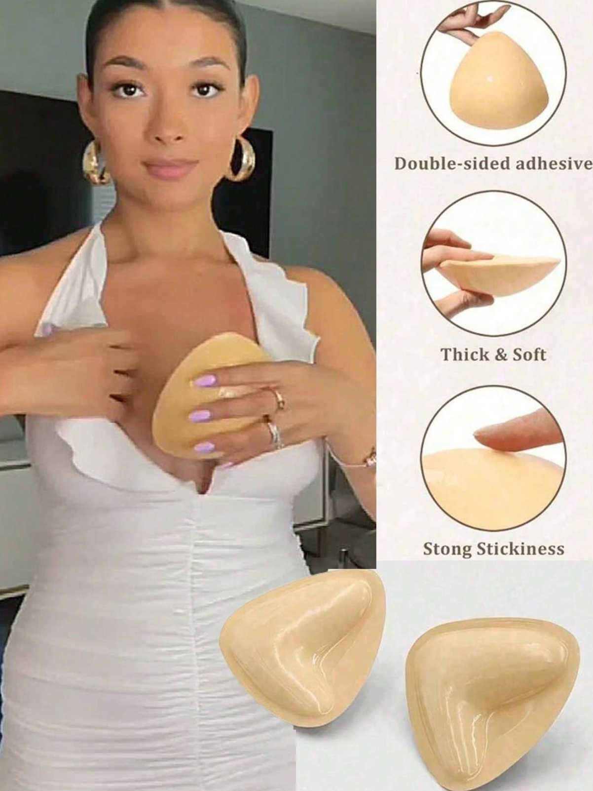 2 Pcs Of Double Sided Self-Adhesive Bra Pads